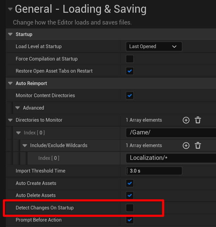 Editor Reimport Settings
