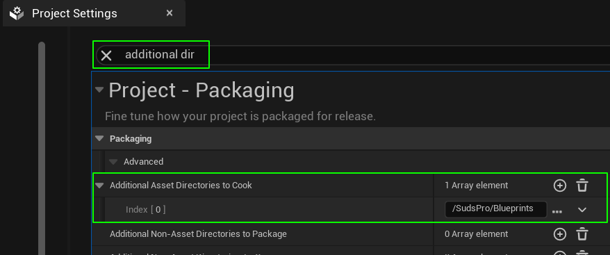 Project Settings: Packaging