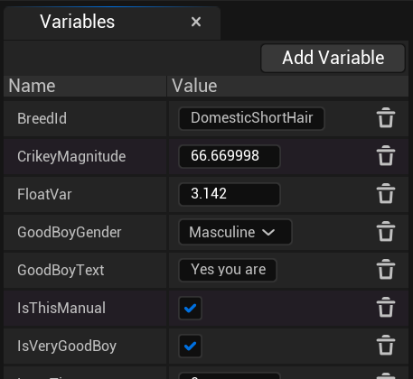 Variables Tab
